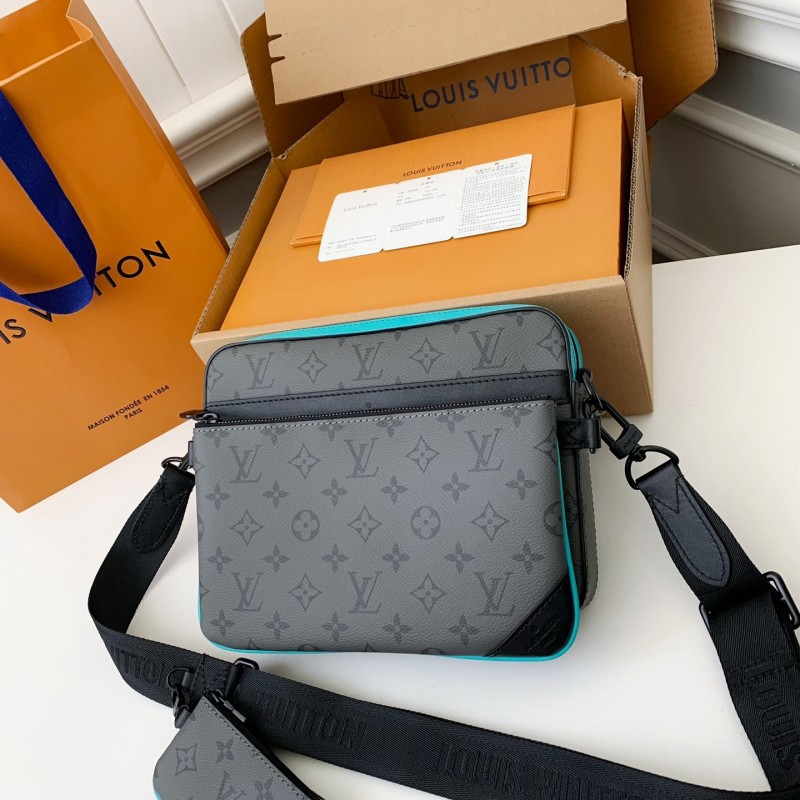 L0*is V*t0n Trio New Men’s colour-matching postman bag M11648  Size：25*18.5*7cm