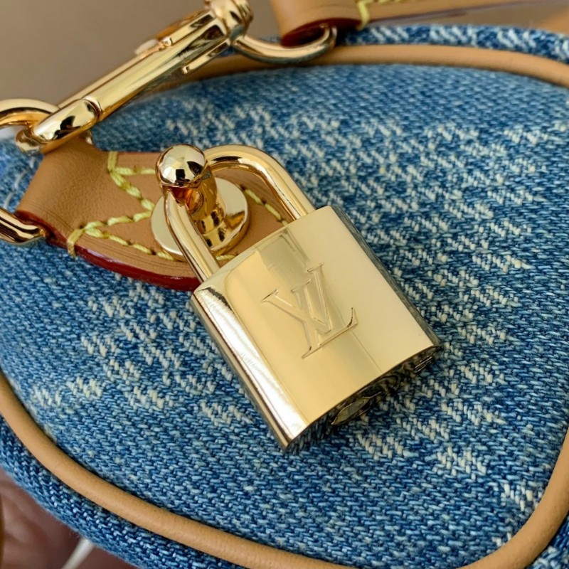 L0*is V*t0n The new SPEEDY 18bandouli ère tannin denim handbag  N40682  Size：18*12*10cm