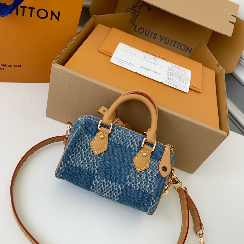 L0*is V*t0n The new SPEEDY 18bandouli ère tannin denim handbag  N40682  Size：18*12*10cm
