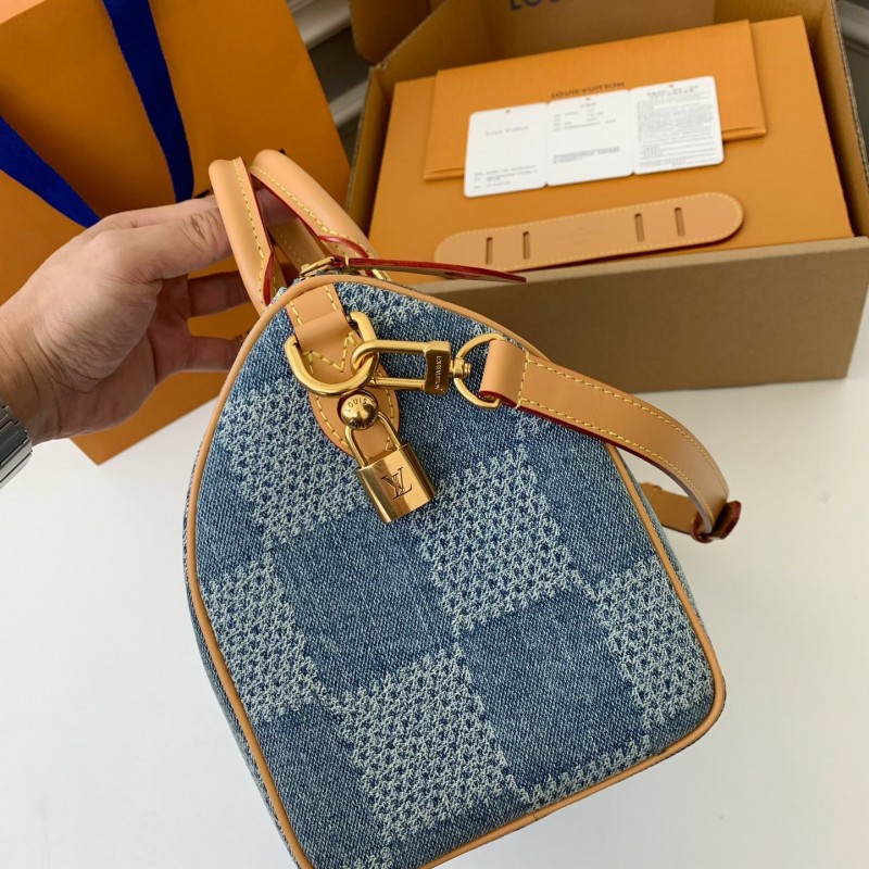 L0*is V*t0n The new SPEEDY 25bandouli ère tannin denim handbag  N40700  Size：25*15*15cm