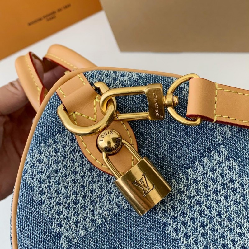 L0*is V*t0n The new SPEEDY 25bandouli ère tannin denim handbag  N40700  Size：25*15*15cm