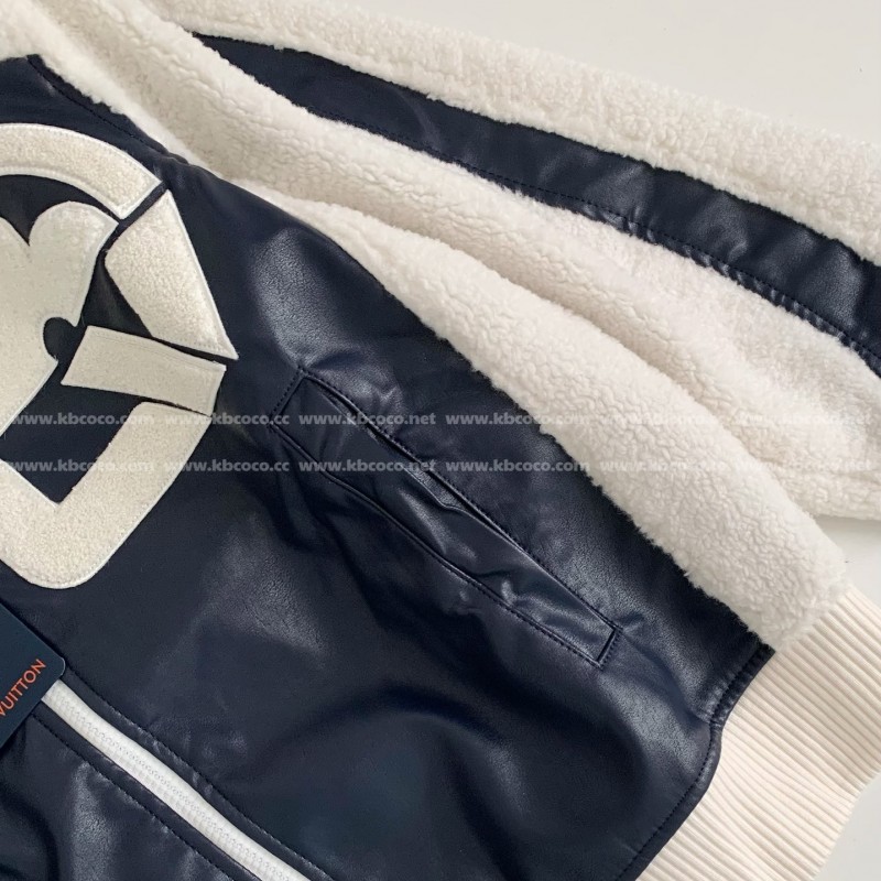 L0*is V*t0n floral lettering lambskin baseball jacket