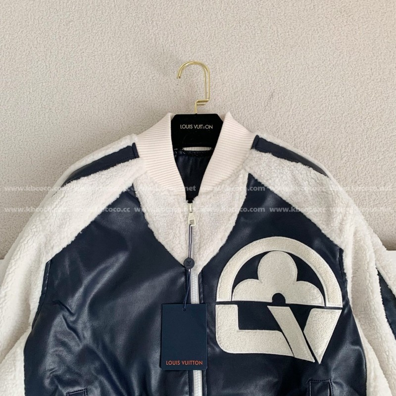 L0*is V*t0n floral lettering lambskin baseball jacket