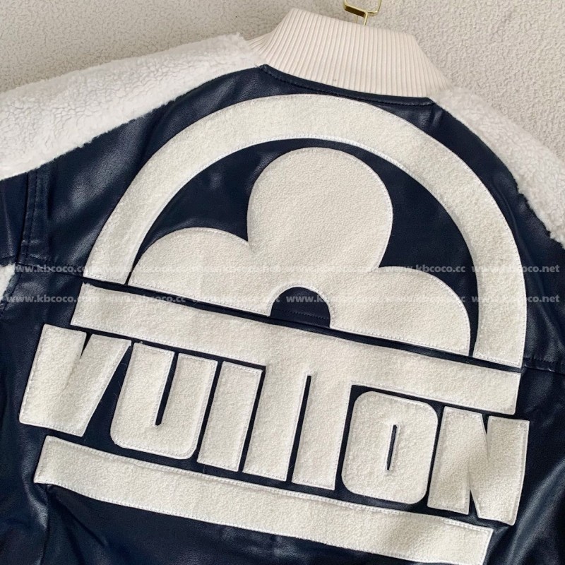L0*is V*t0n floral lettering lambskin baseball jacket