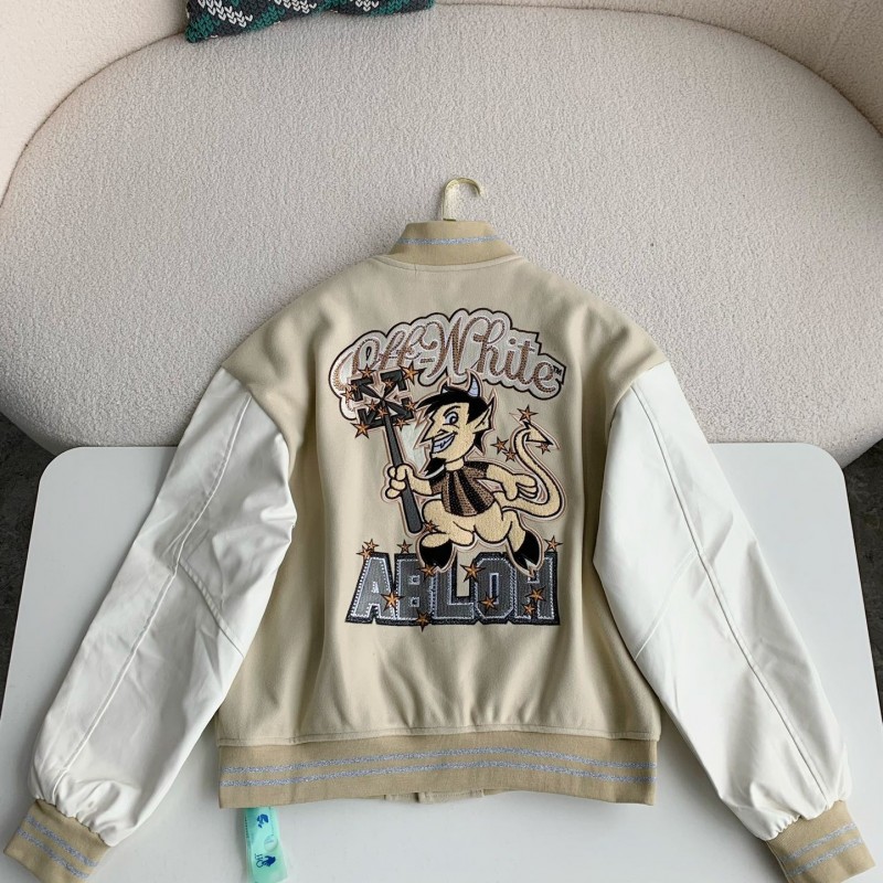 OFF-WHITE xAc Milan FW22 Collaborative Colorblock Baseball Jacket