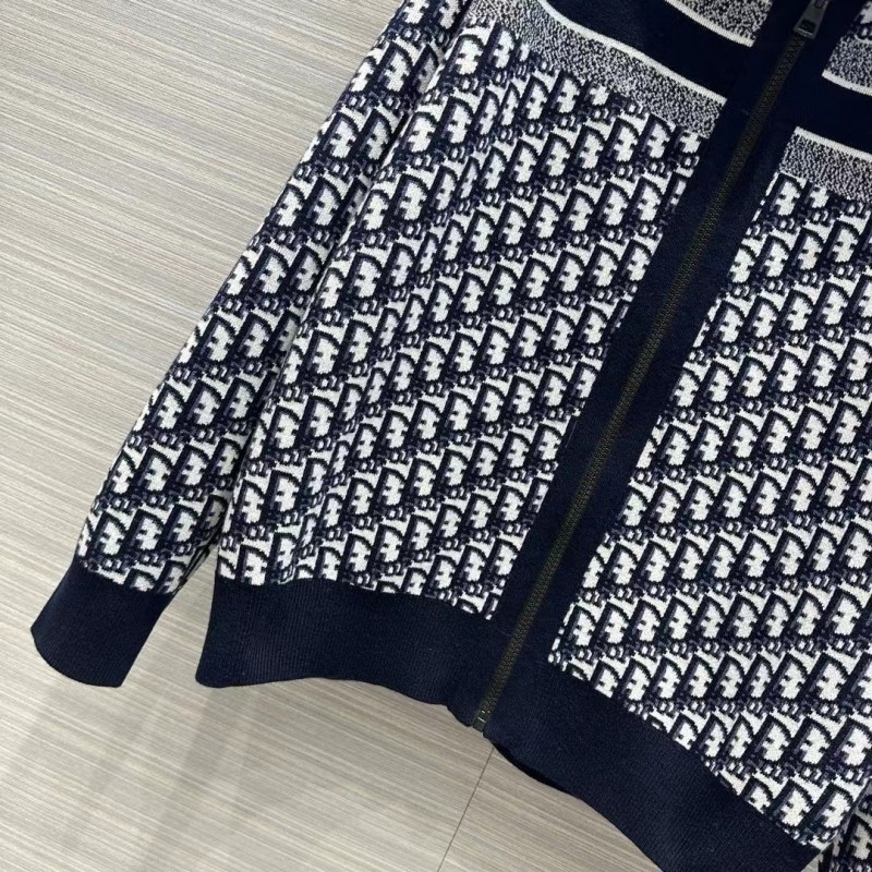 D*0r all-over jacquard reversible wool zip-up hoodie