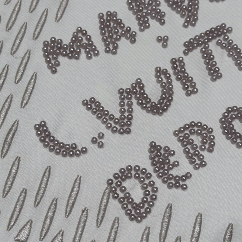 L0*is V*t0n 24ss pearl lettering embroidered round neck T-shirt