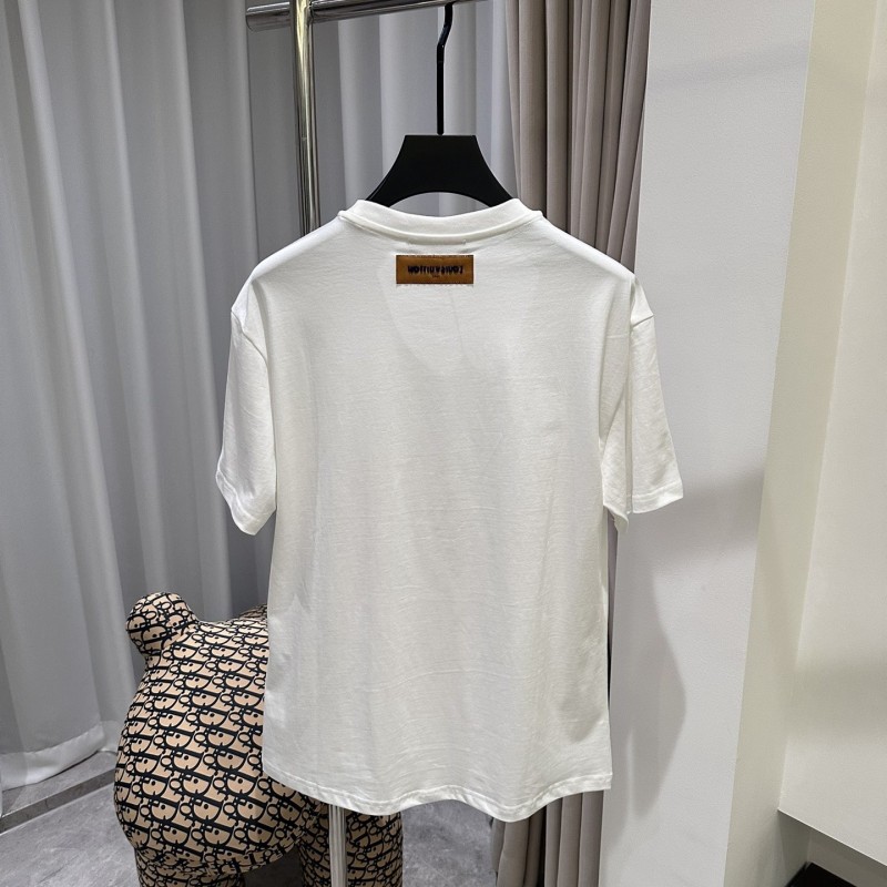 L0*is V*t0n 24ss pearl lettering embroidered round neck T-shirt