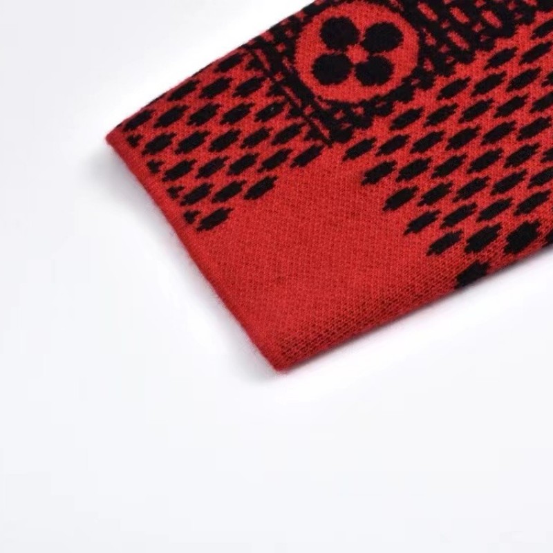 L0*is V*t0n 24fw black and red checkered jacquard crew neck sweater