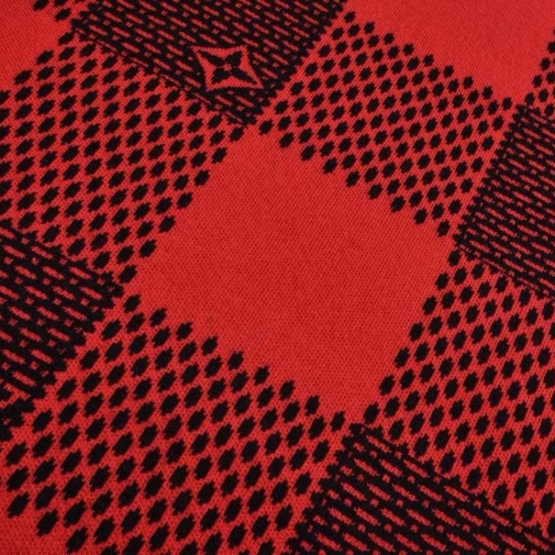 L0*is V*t0n 24fw black and red checkered jacquard crew neck sweater