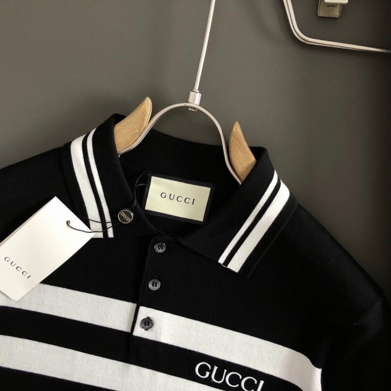 G*u*i 24 fall and winter new black and white stripes t-shirt