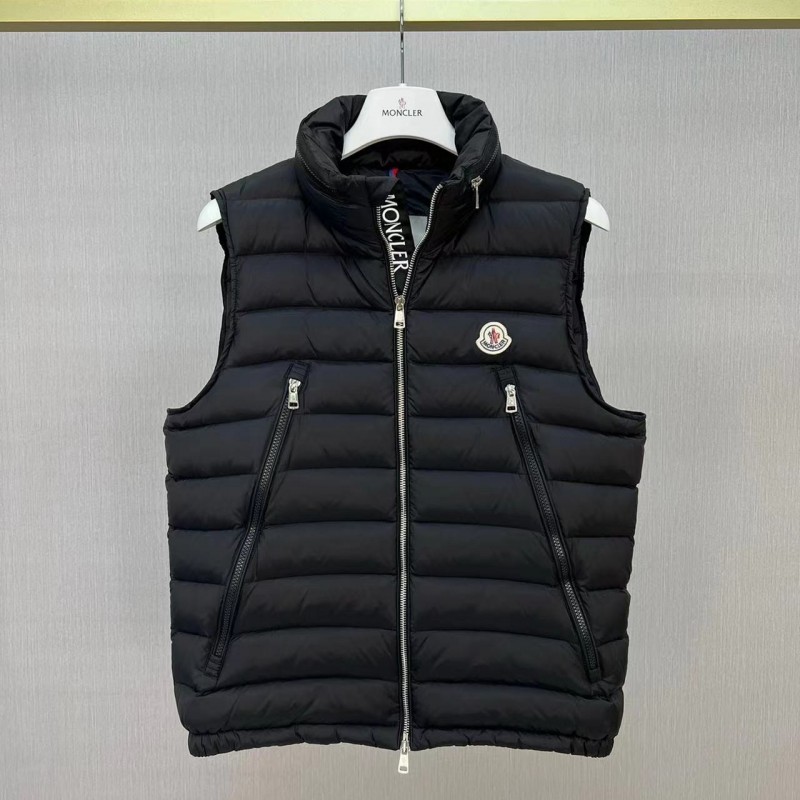 Moncler new albyt oblique zipper hidden hood stand collar vest
