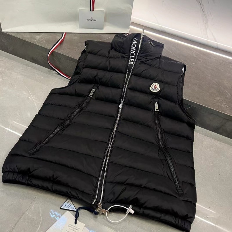 Moncler new albyt oblique zipper hidden hood stand collar vest