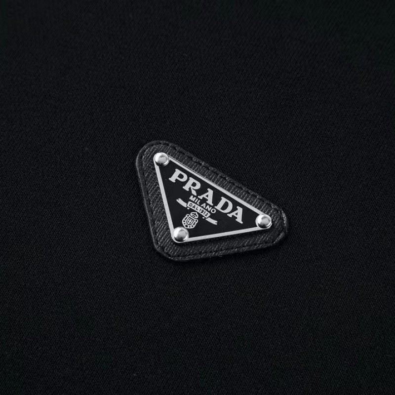 Pra*a leather label fleece hoodie