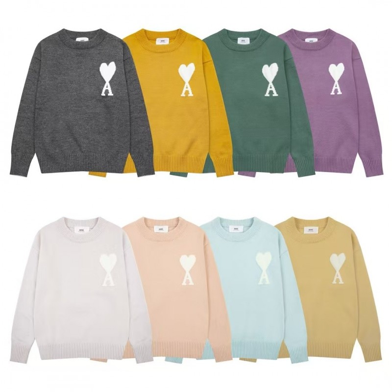 Ami autumn and winter new alpaca wool round neck sweater