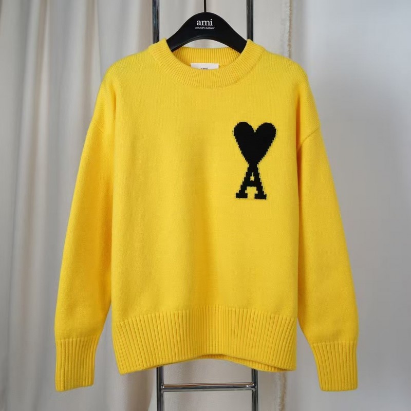 Ami autumn and winter new alpaca wool round neck sweater