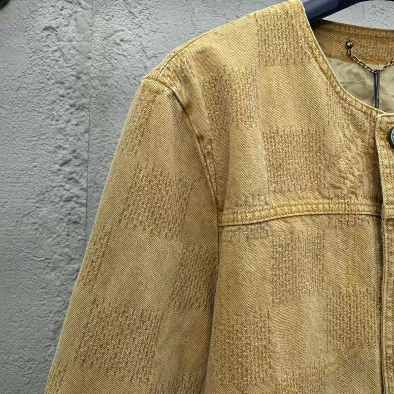 L0*is V*t0n Vintage Checkerboard Denim Jacket