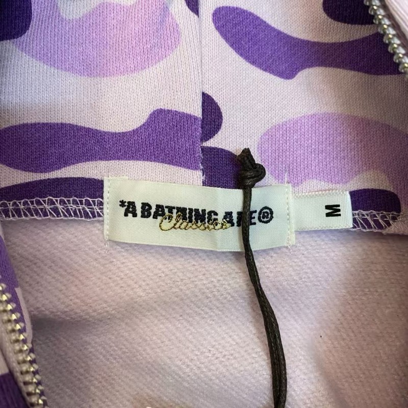 bape purple camouflage classic shark zipper sweatshirt