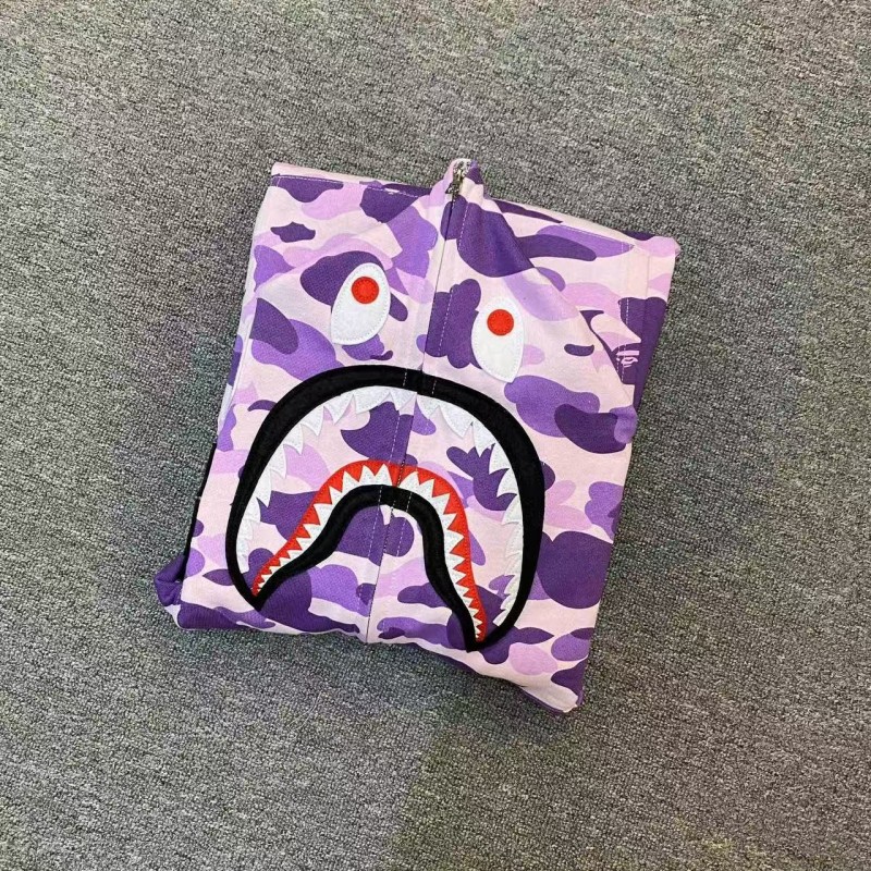 bape purple camouflage classic shark zipper sweatshirt