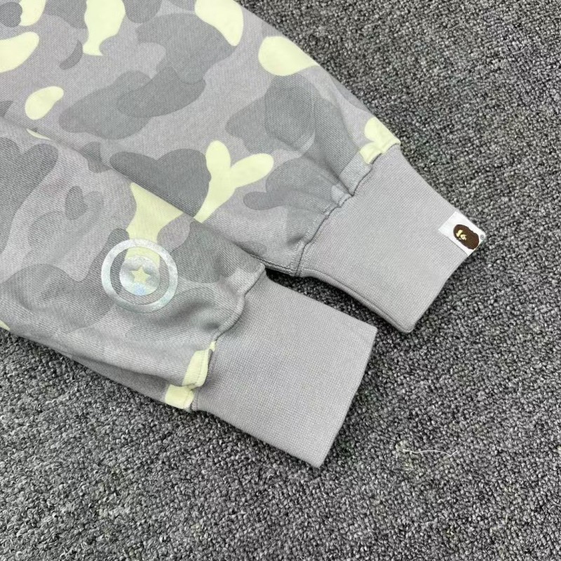 bape luminous camouflage laser shark hooded zip-up sweatshirt