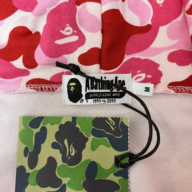 bape pink camouflage classic shark zipper sweatshirt