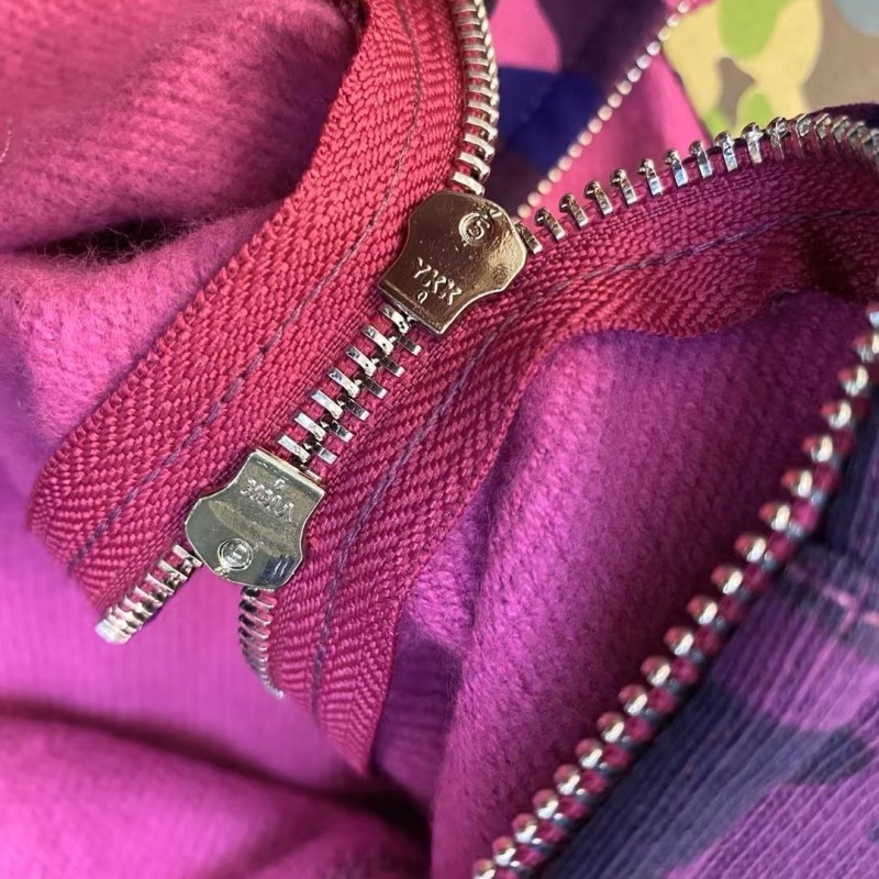 bape camouflage purple classic shark zipper sweatshirt