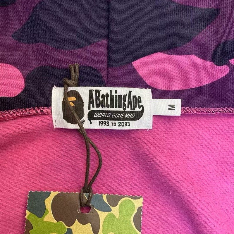 bape camouflage purple classic shark zipper sweatshirt
