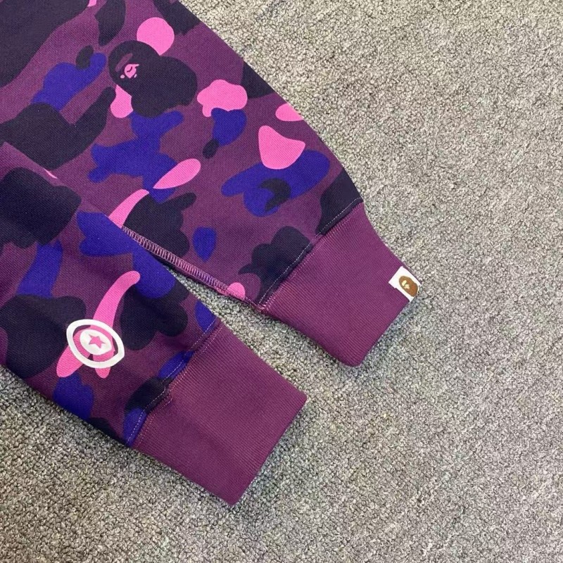 bape camouflage purple classic shark zipper sweatshirt