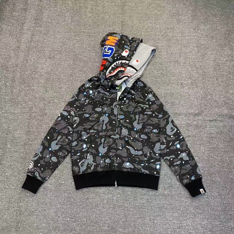 Bape luminous starry sky camouflage double-headed shark sweatshirt