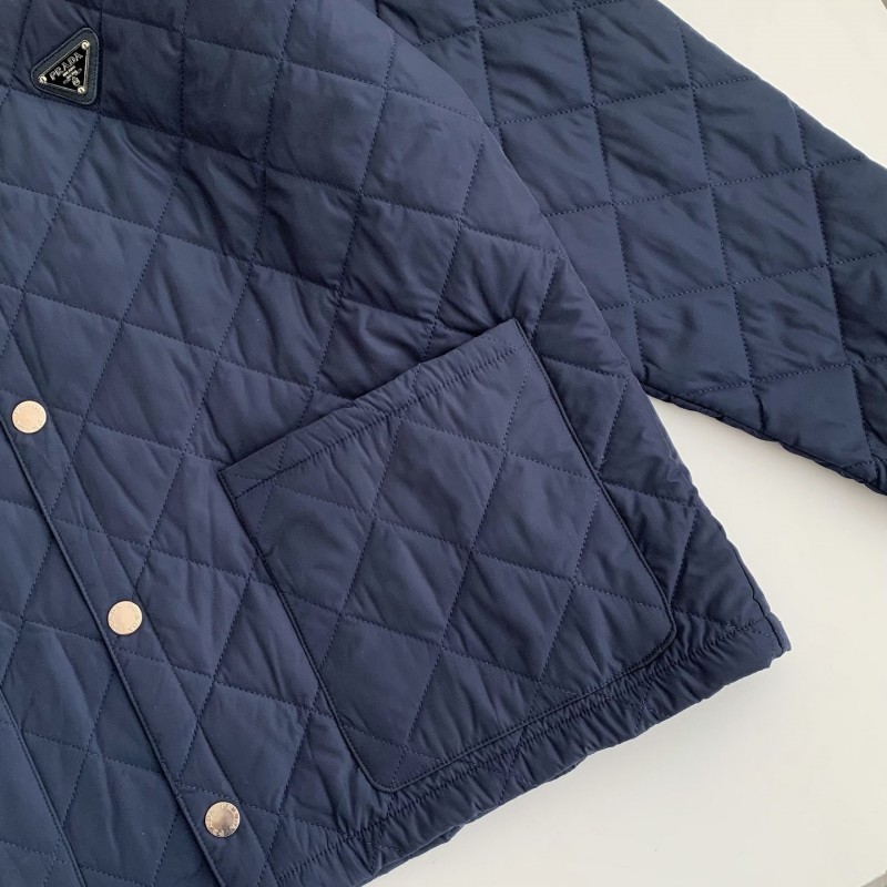Pra*a SS24 Quilted single-breasted casual jacket