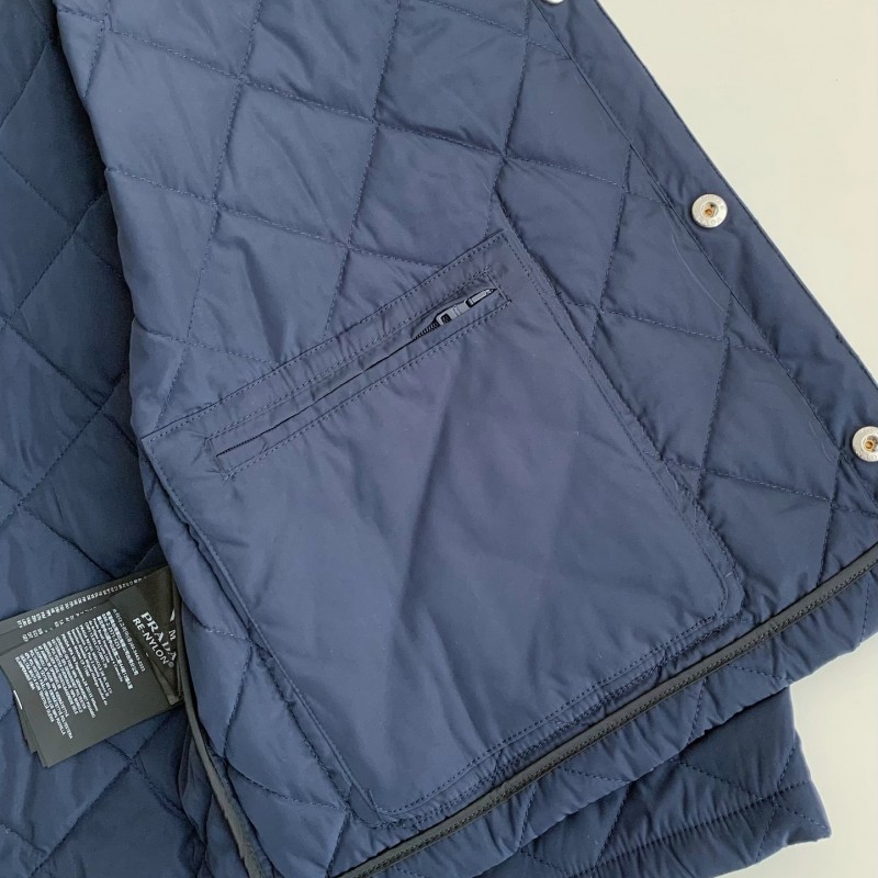Pra*a SS24 Quilted single-breasted casual jacket