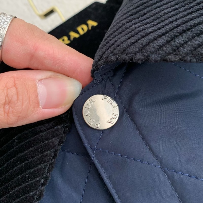 Pra*a SS24 Quilted single-breasted casual jacket