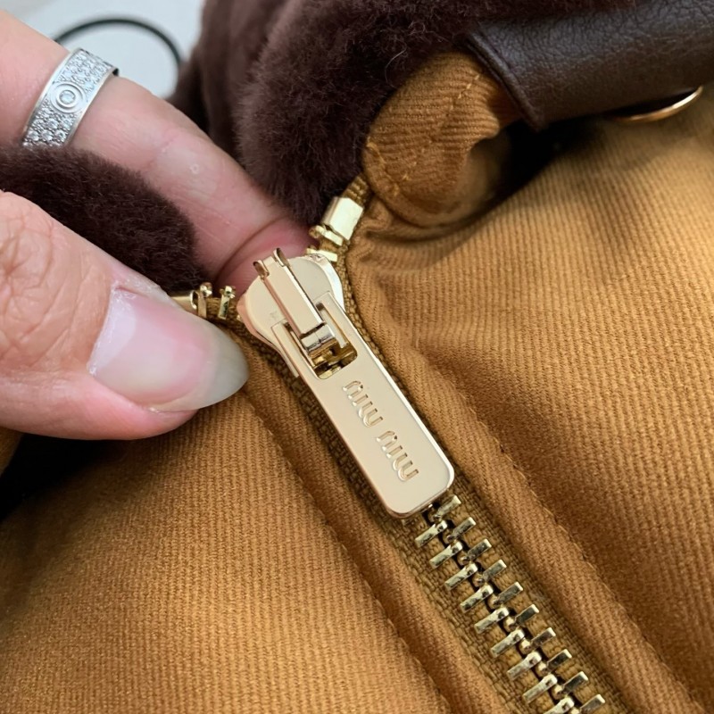 MIU MIU FW23 Letter embroidery casual cotton jacket