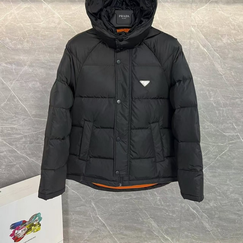Pra*a RE-Nylon down jacket with detachable hood