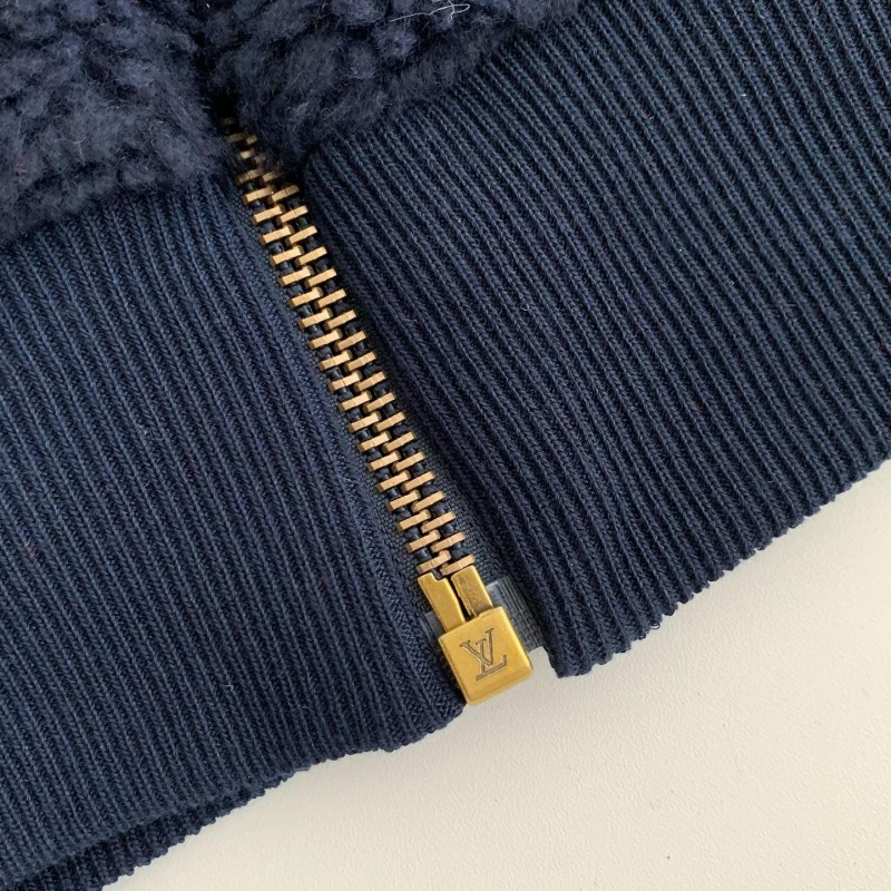 L0*is V*t0n Embossed leather patch long-sleeve fleece jacket