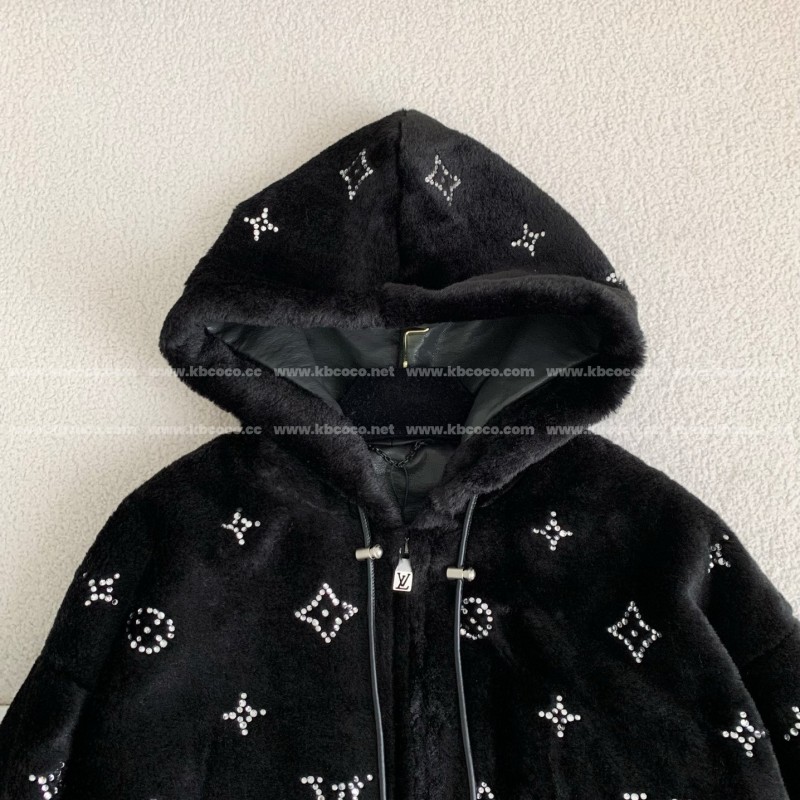 L0*is V*t0n SS25 Logo Embroidered Wool Hooded Zipper Jacket