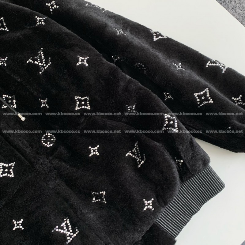 L0*is V*t0n SS25 Logo Embroidered Wool Hooded Zipper Jacket