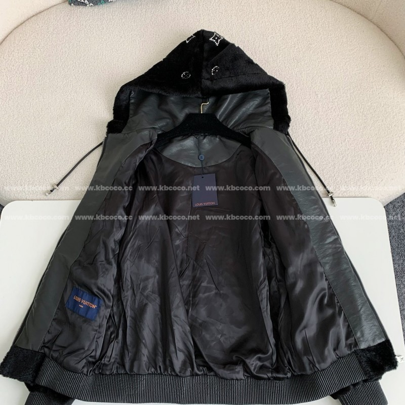 L0*is V*t0n SS25 Logo Embroidered Wool Hooded Zipper Jacket