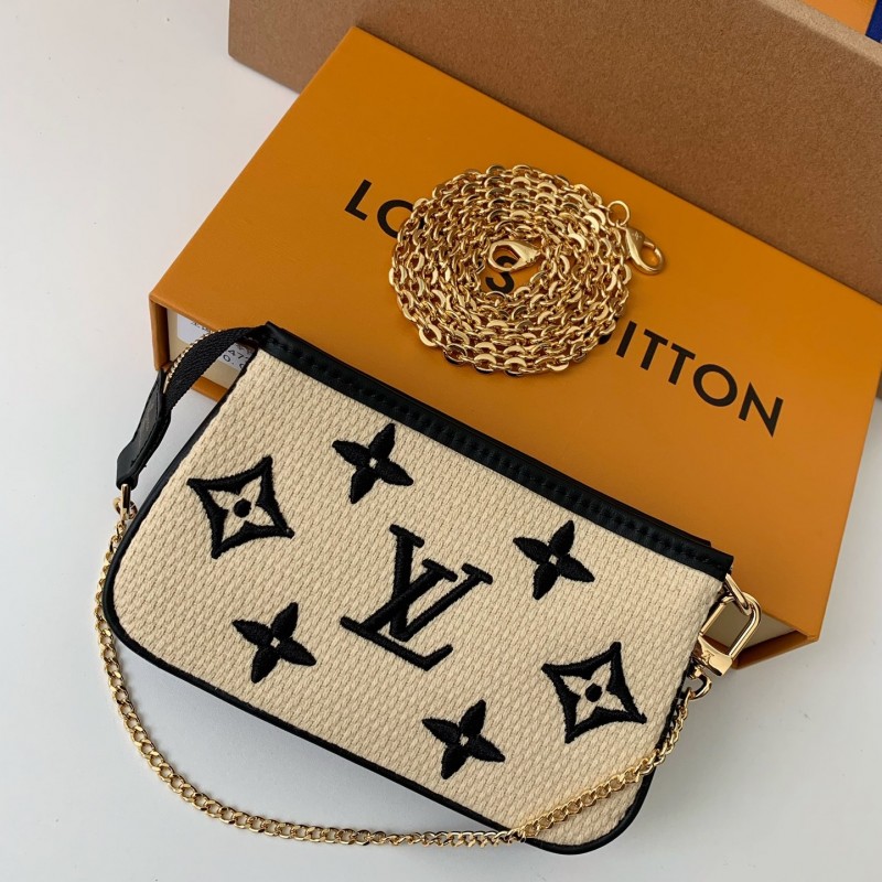 L0*is V*t0n New Lafite Cotton Embroidery MINI POCHETTE ACCESSOIRES Hand Chain Small Bag M82472