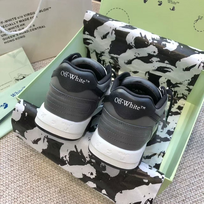 Off-White Arrow stitching black outer leather sneakers