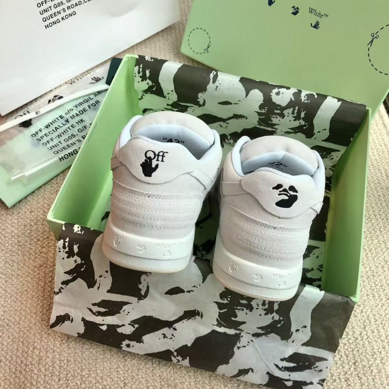 Off-White Arrow-Pattern Brushed Leather Sneakers