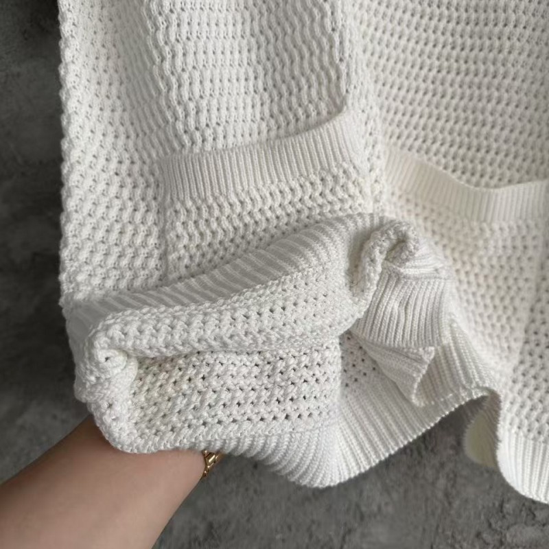 Casablanca Green Cotton High Density Knit, Woven Plaid Sweater T-Shirt