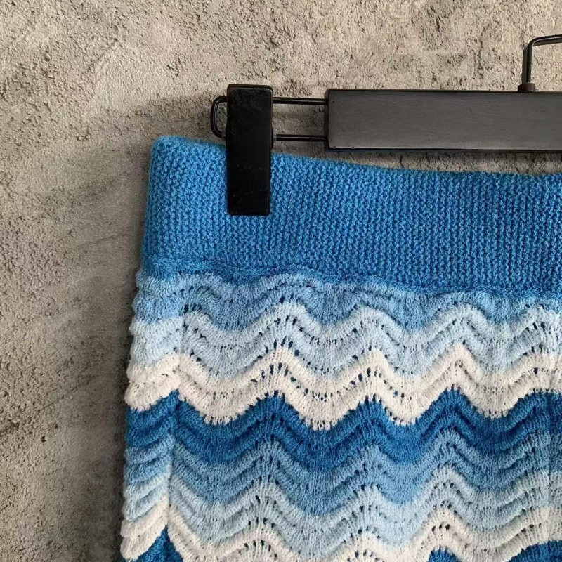 Casablanca Blue cotton high-density knitted, water ripple gradient shorts