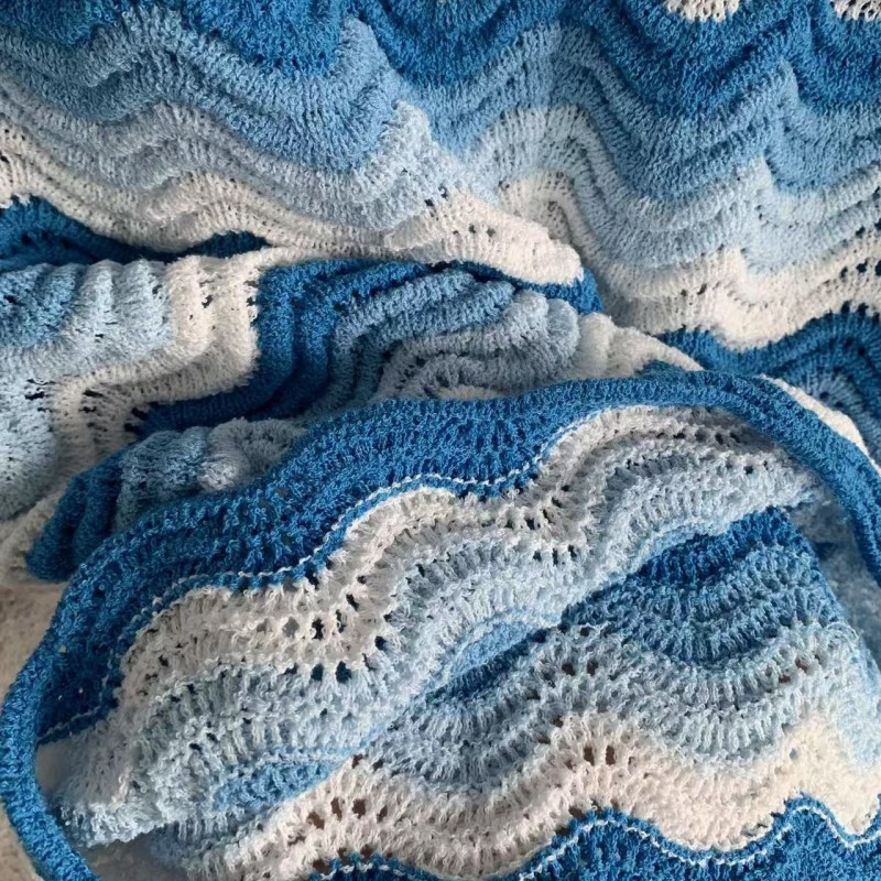 Casablanca Blue cotton high-density knitted, water ripple gradient shorts