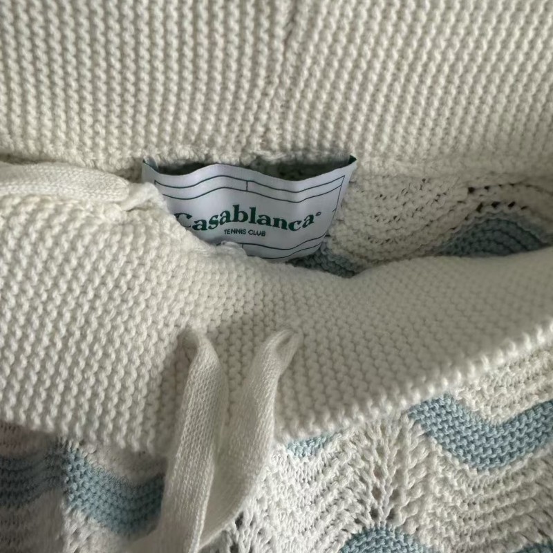 Casablanca Blue cotton high-density knitted, water ripple gradient shorts