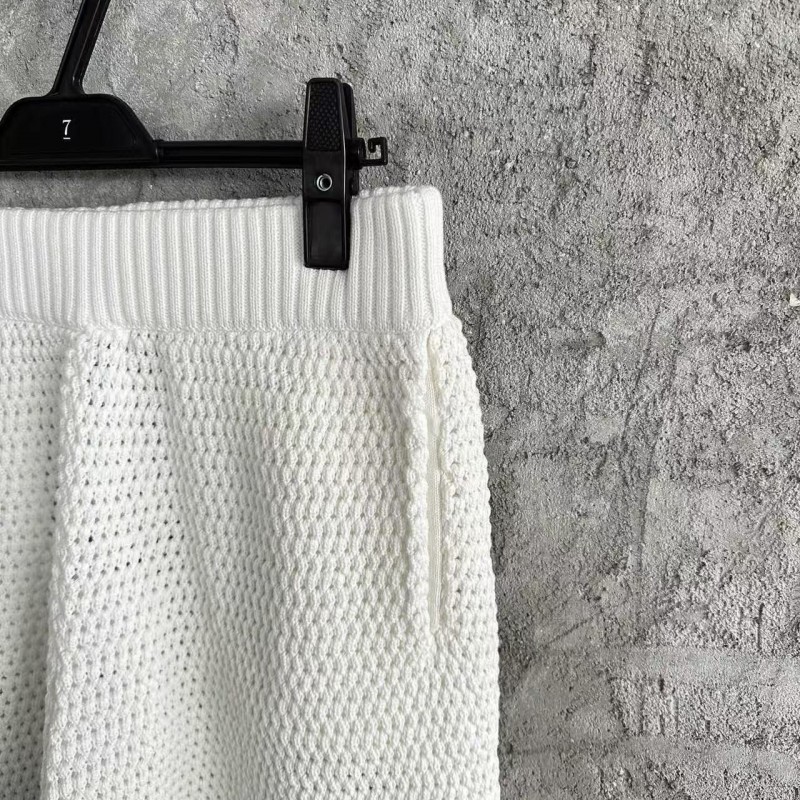 Casablanca, blue cotton high density knit, woven plaid shorts