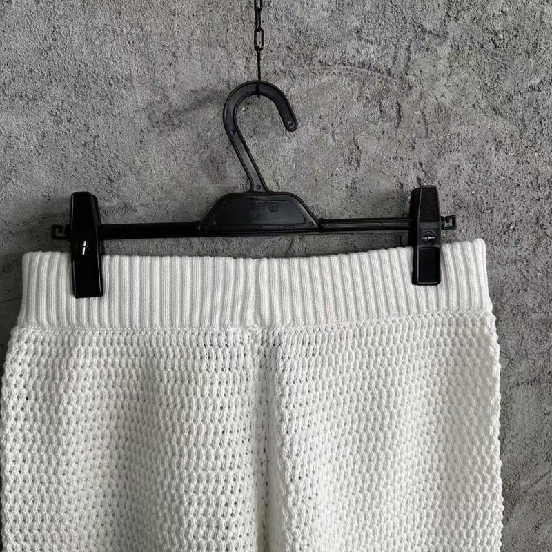 Casablanca, blue cotton high density knit, woven plaid shorts