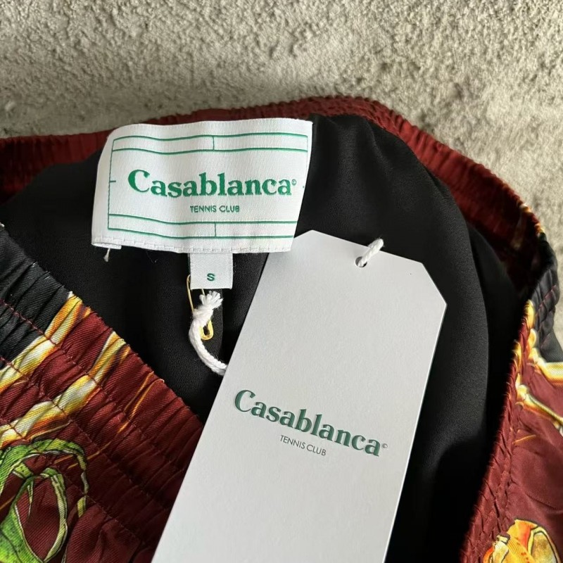 CASABLANCA SpringSummer Red Printed Silk Shorts