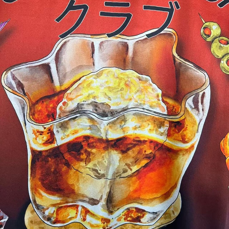 CASABLANCA SpringSummer Red Printed Silk T-Shirt