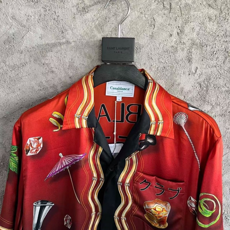 CASABLANCA SpringSummer Red Printed Silk T-Shirt